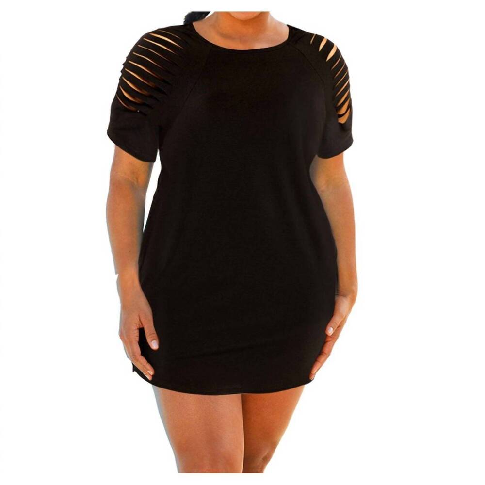NEW ALWAYS FOR ME plus size jersey cut out cover up dress in black